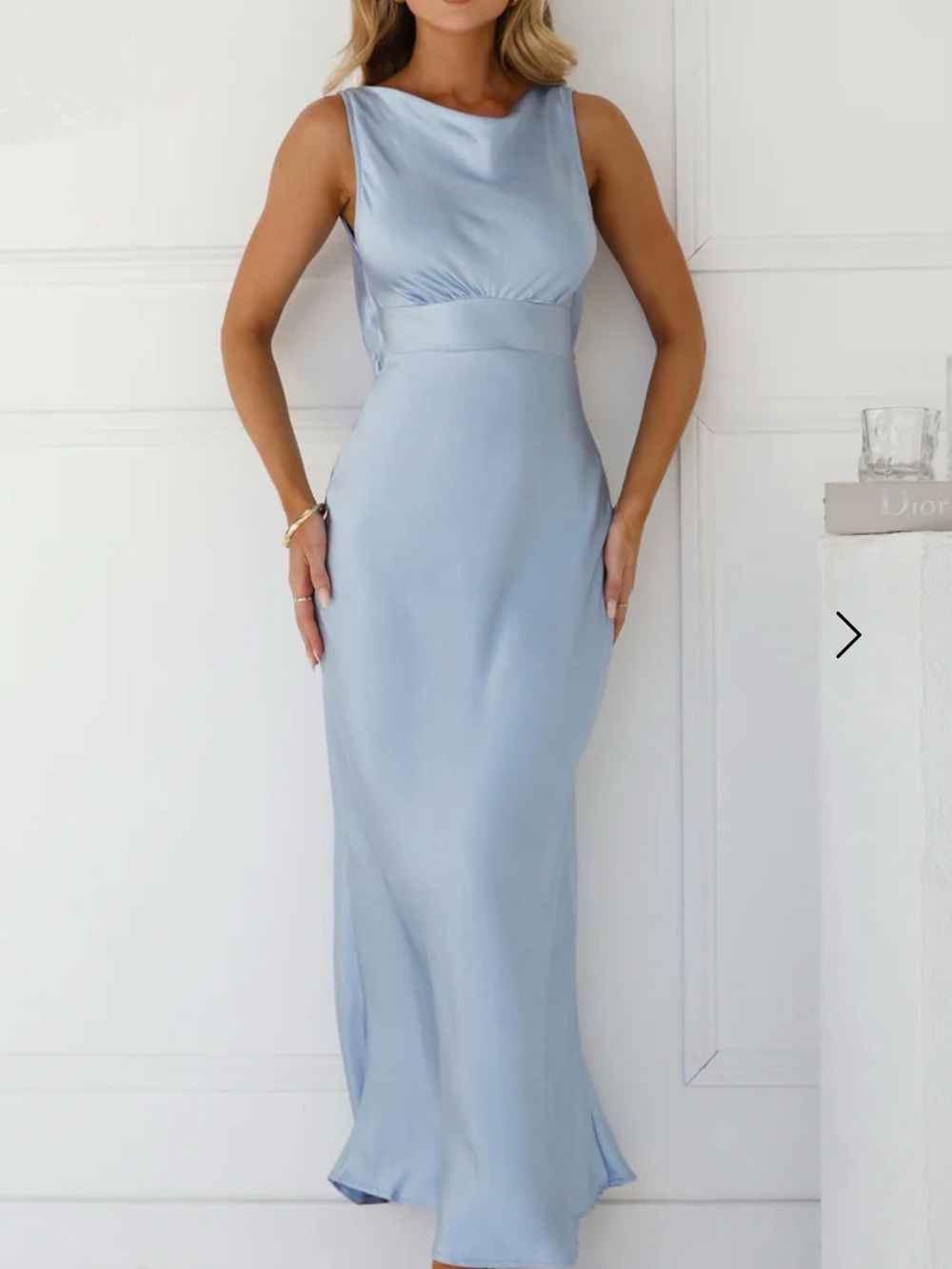 Hello Molly Powder Blue Satin Maxi Dress M